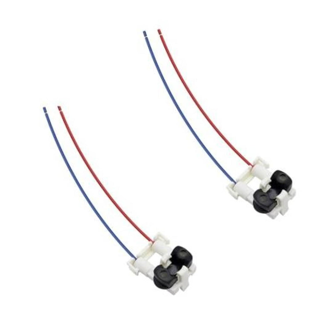 Fuel injector connector harnesses with white plugs, red and blue wires, black terminals