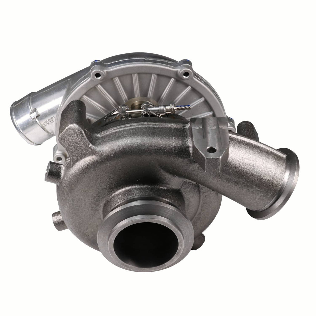 Turbocharger with cast metal compressor housing and side inlet tube