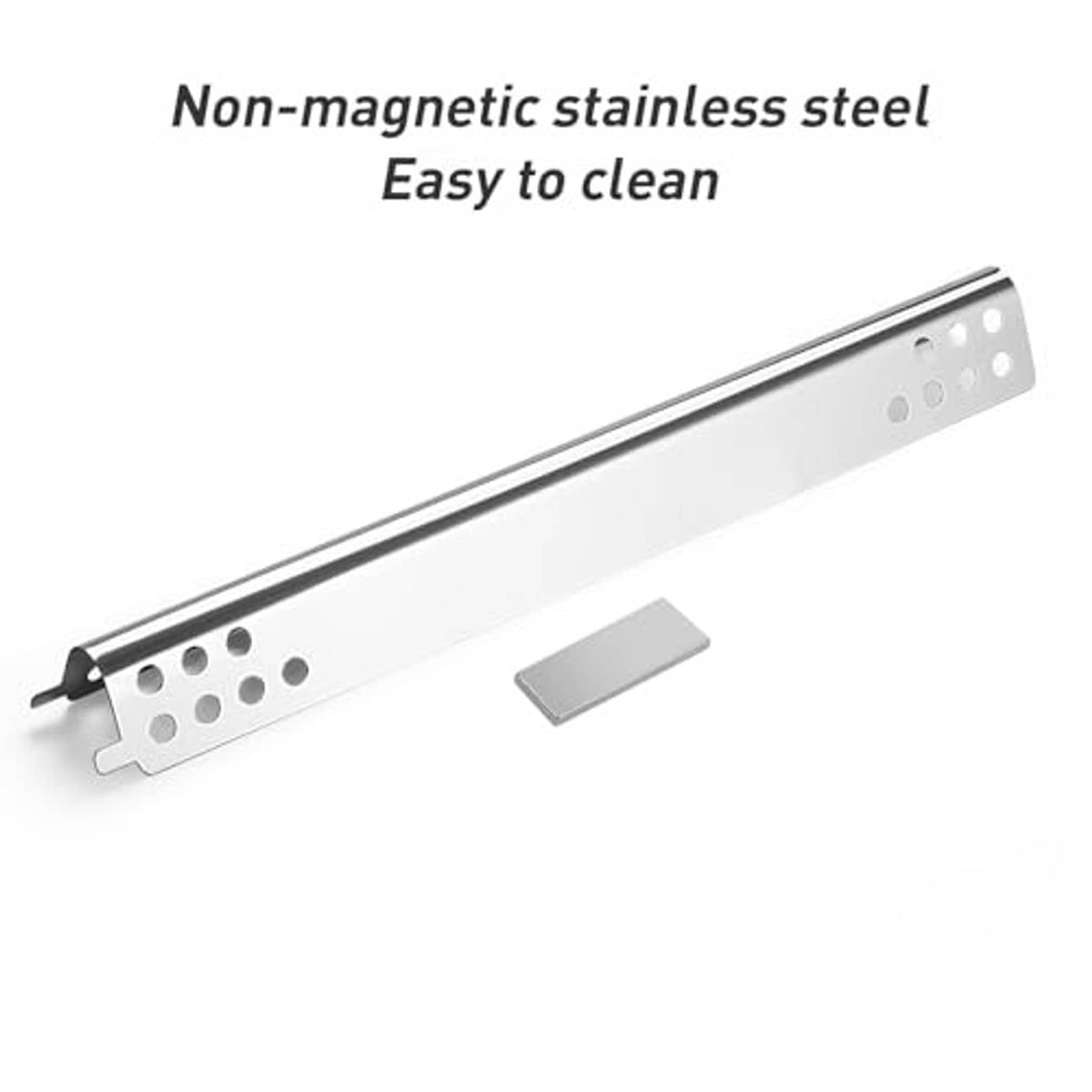 Stainless steel burner bar with perforated plate and mounting bracket