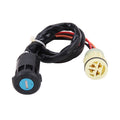 Ignition key switch with wiring harness, black switch cylinder and multi-pin connector