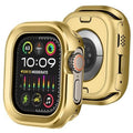 Rose gold rugged metal smartwatch case with front bezel and side cutouts