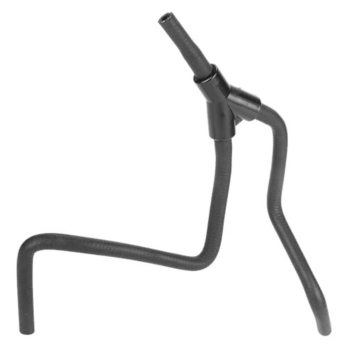 Upper radiator inlet hose with short curved segment and black molded junction