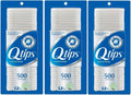 Q-tips cotton swabs pack, 500 count per pack, three-pack