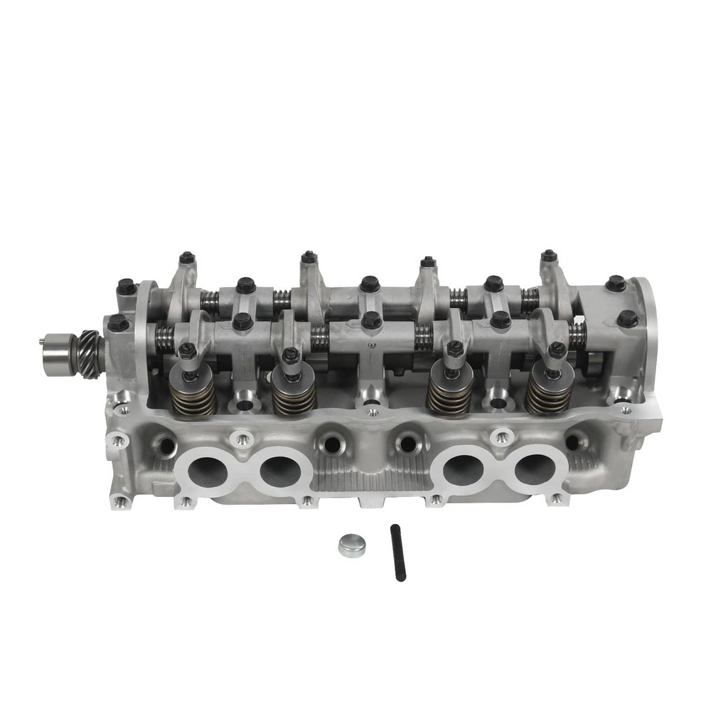 Cylinder head assembly side view with camshaft and valve springs, metal housing