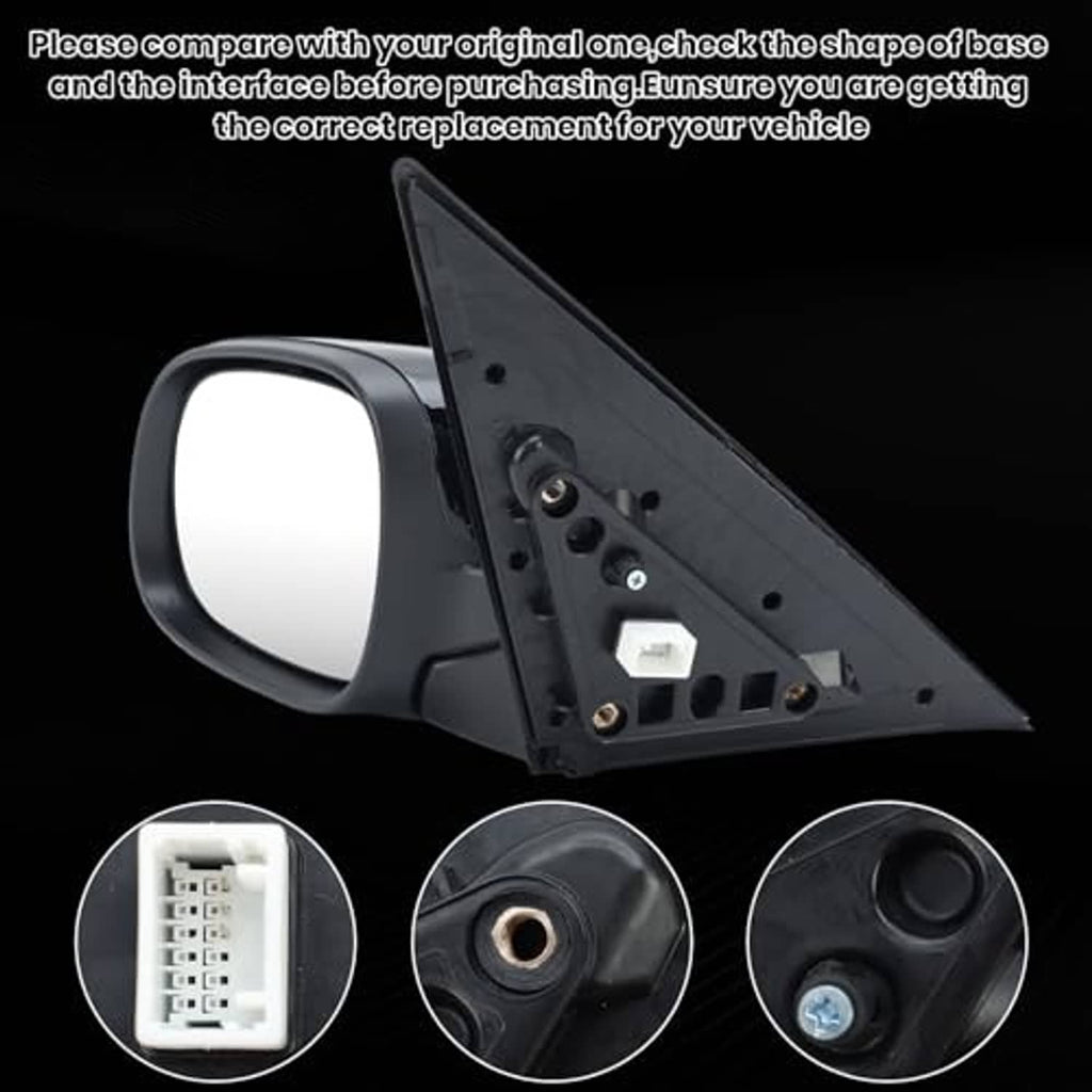 Left driver-side mirror underside with connector pins and wiring terminals