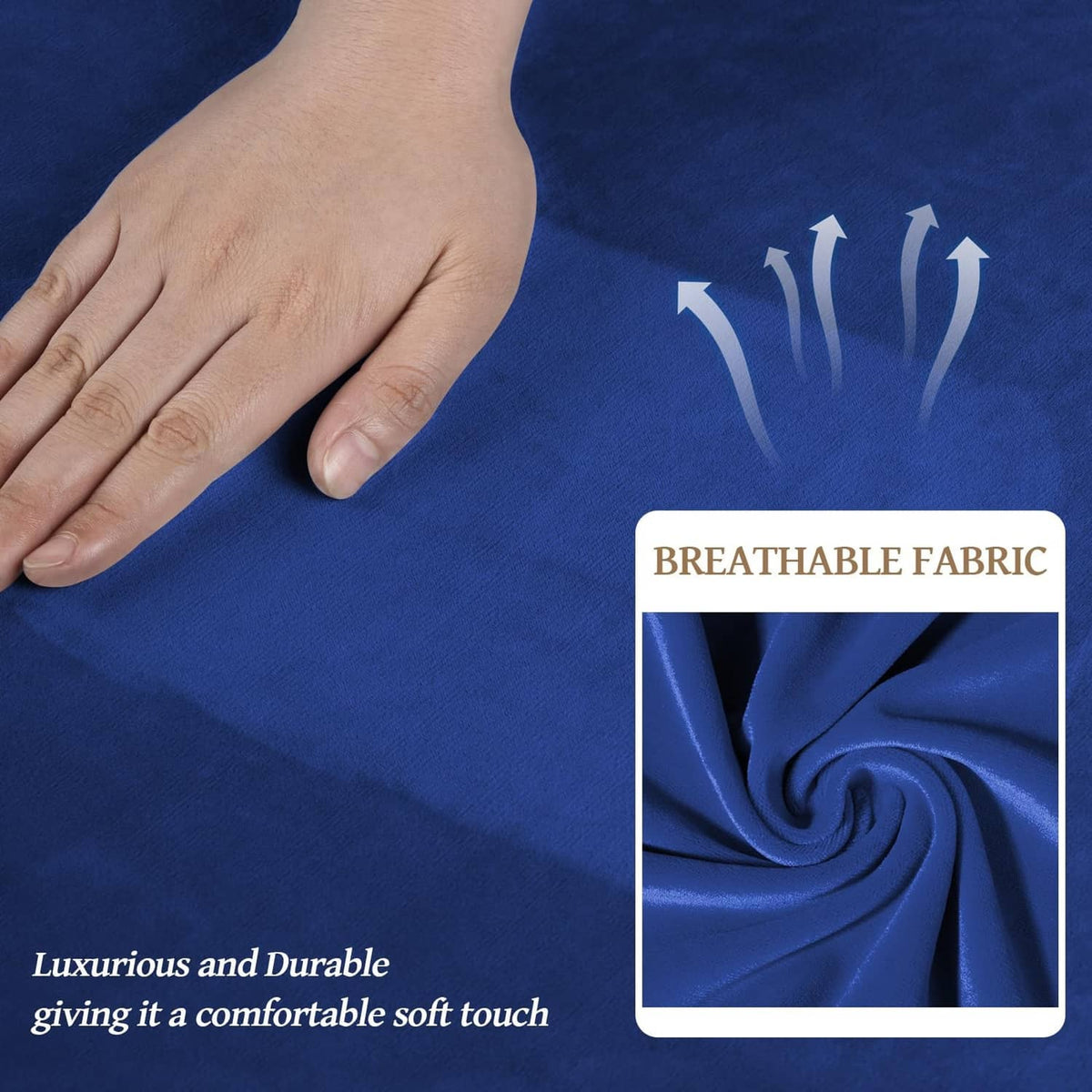 Royal blue breathable stretch couch cover fabric with soft-touch surface