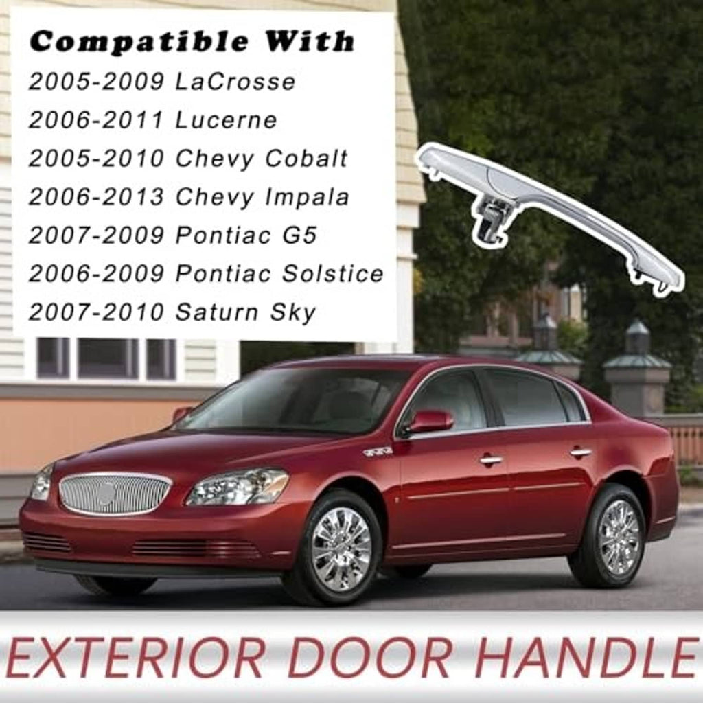 Chrome exterior door handle, front lever with smooth curved cover