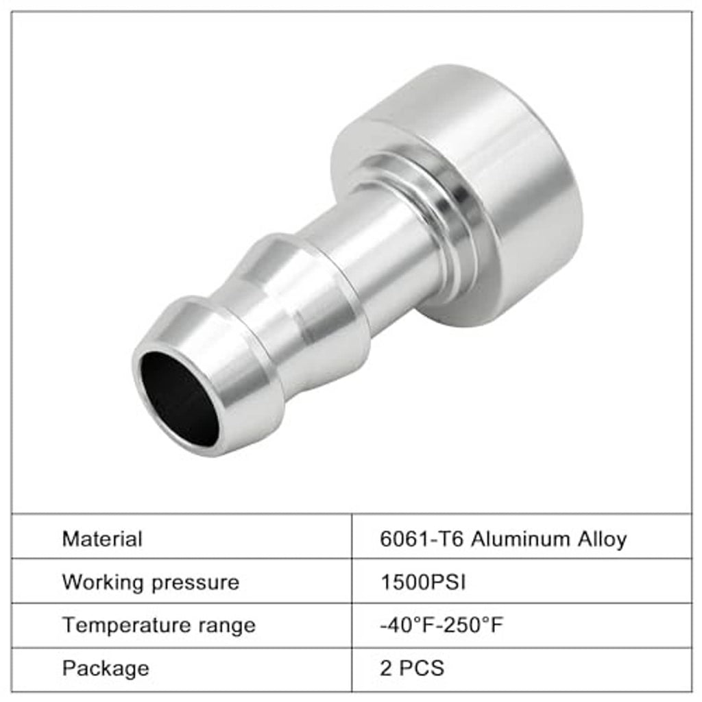 3/8 hose barb weld-on adapter, side view with flanged base and barbed tail, silver