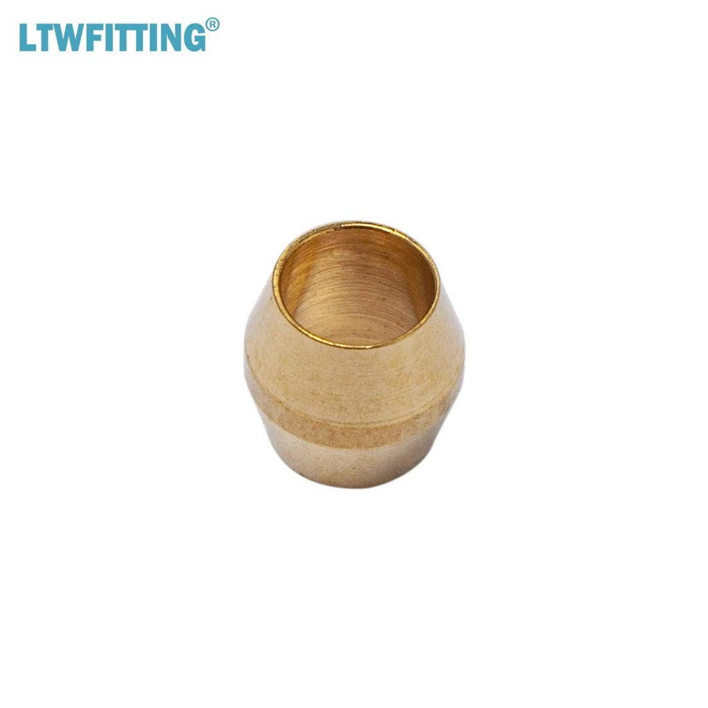 Brass compression sleeve ferrule with open inner bore and flared rim