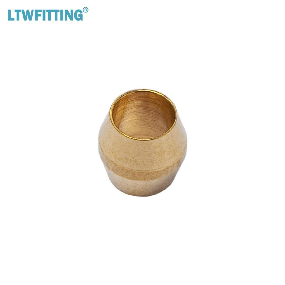 Brass compression sleeve ferrule with open inner bore and flared rim