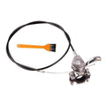 Throttle control lever and cable assembly with orange handle and metal mounting clamp