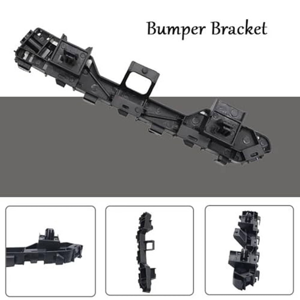 Black front bumper bracket with square mounting opening and latch tabs