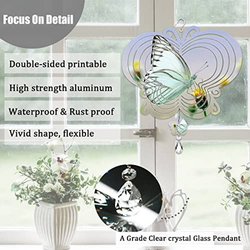 Double-sided printable 8-inch butterfly wind spinner blank in aluminum, with hanging hook