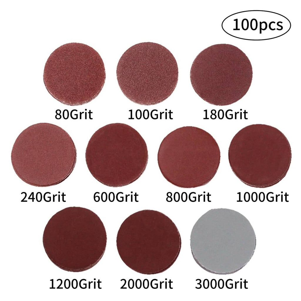 Assorted grit sanding discs set (80-3000) in red and gray, 100pcs