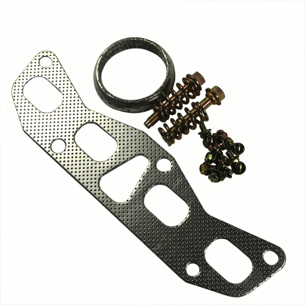 Exhaust manifold gasket with O-ring and catalytic converter mounting bolts, metallic parts
