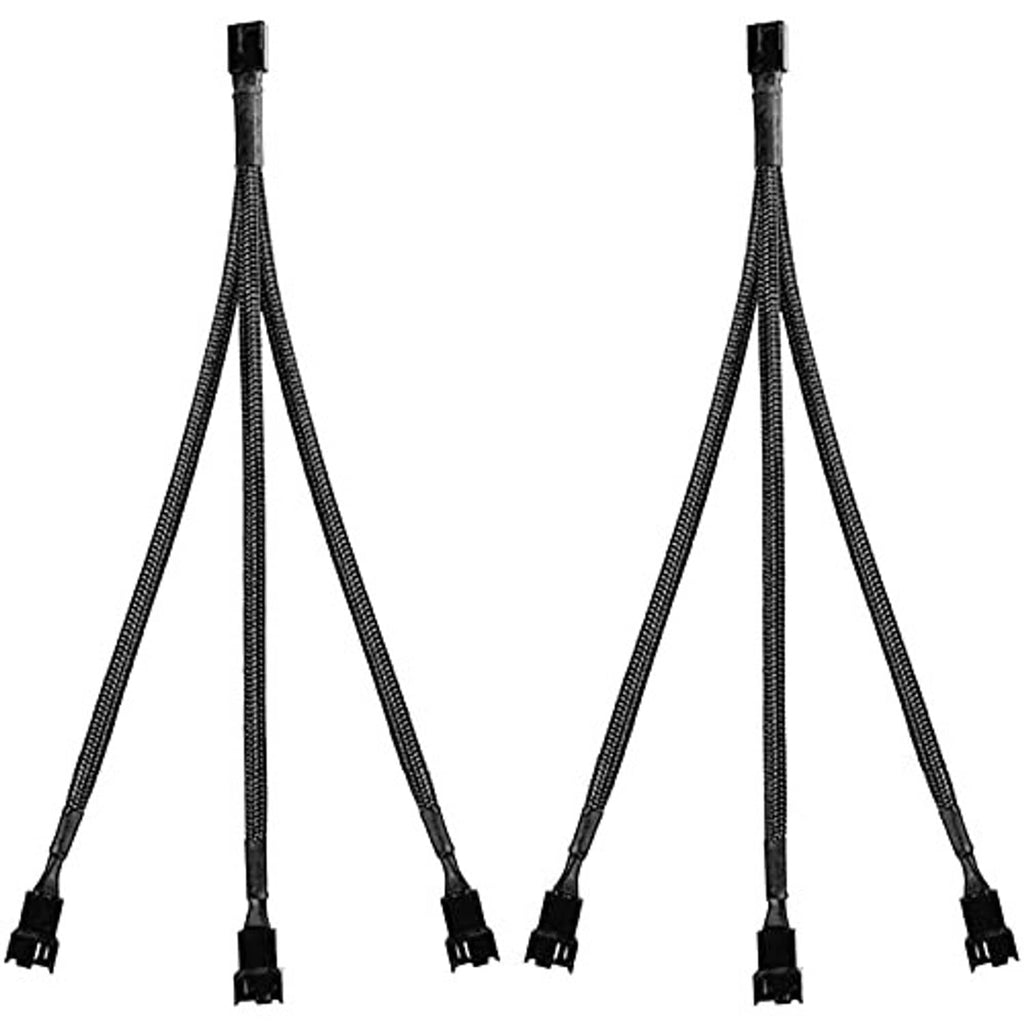 Two braided 4-pin PWM fan splitter cables with black 4-pin connector ends