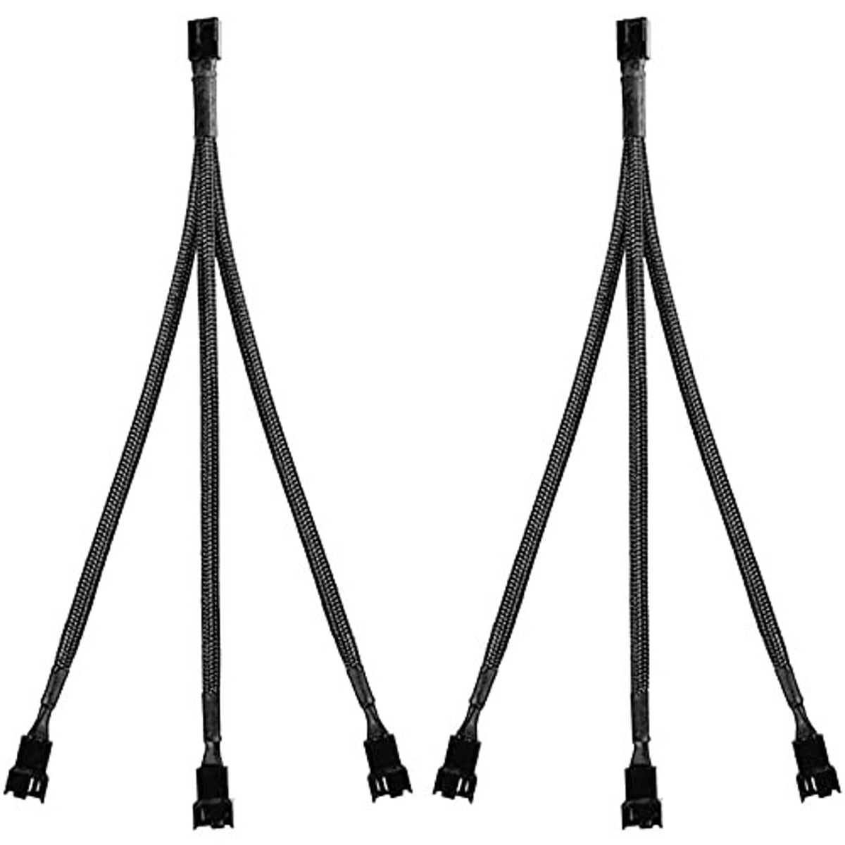 Two braided 4-pin PWM fan splitter cables with black 4-pin connector ends