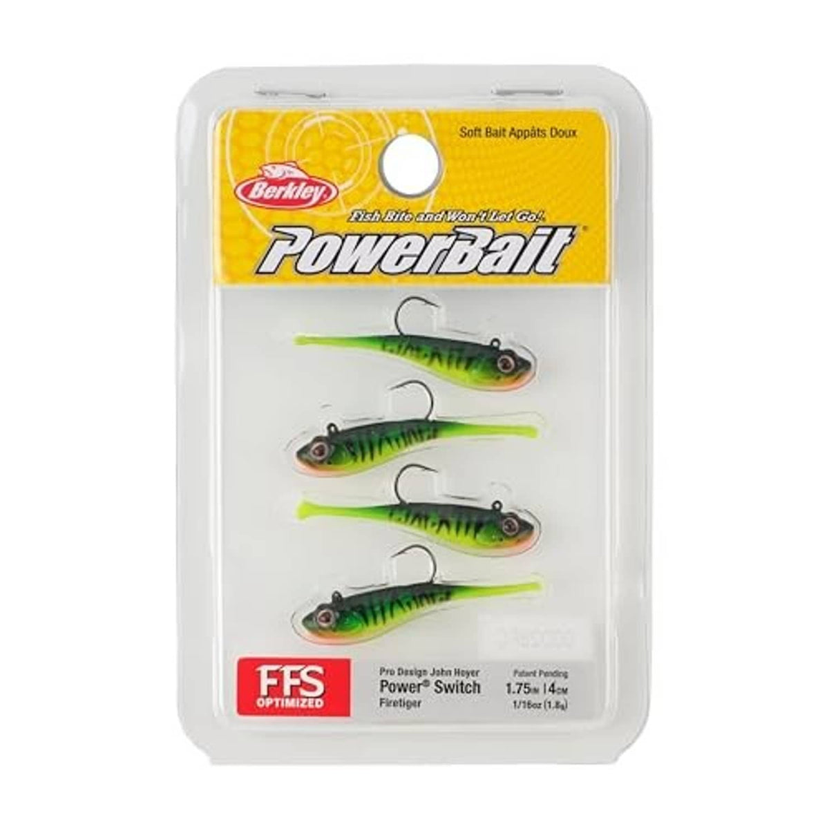 Berkley Powerbait Power Switch Firetiger soft plastic lure pack, 1.75 in, 4 count
