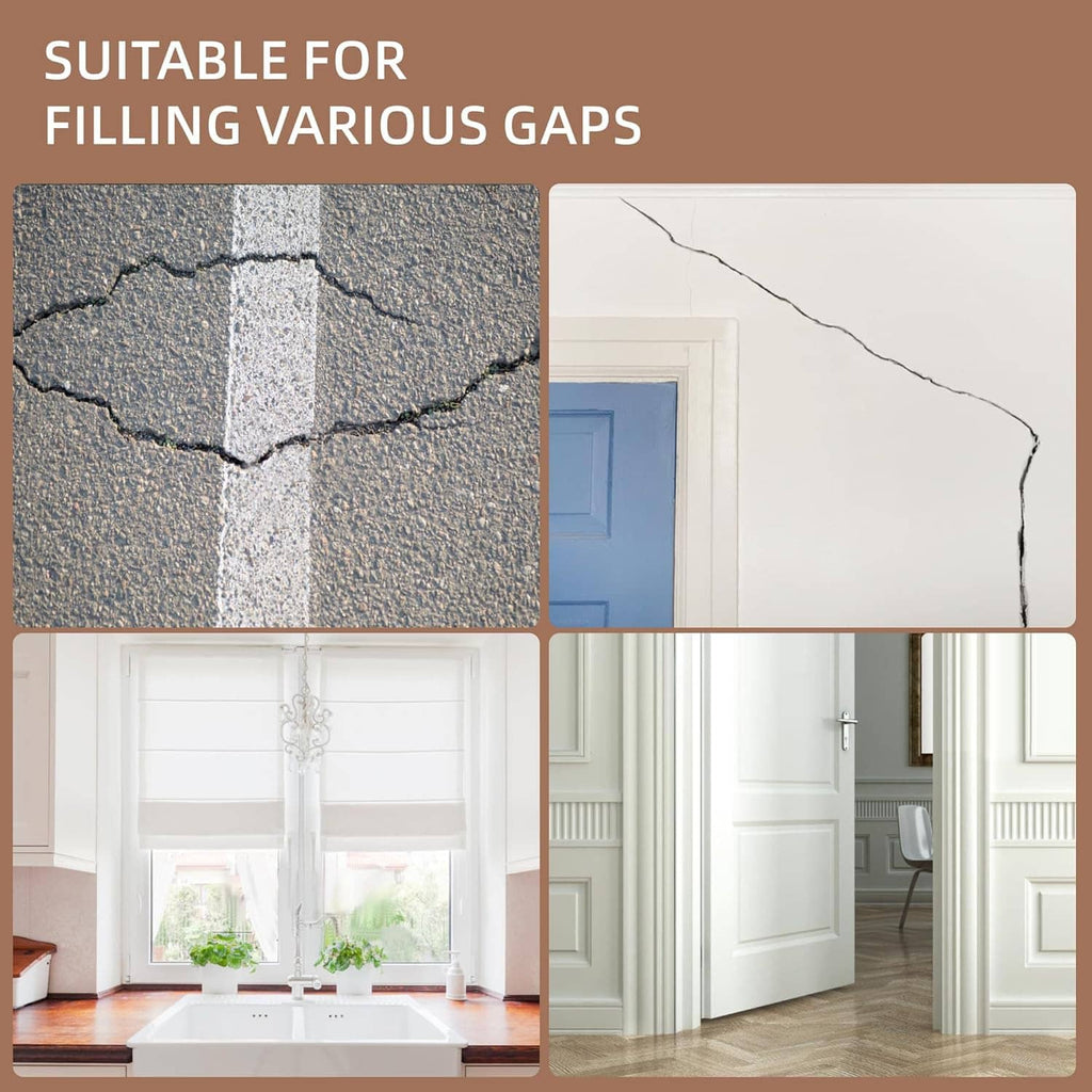 Backer rod application shown for filling gaps in concrete, doors, and walls.