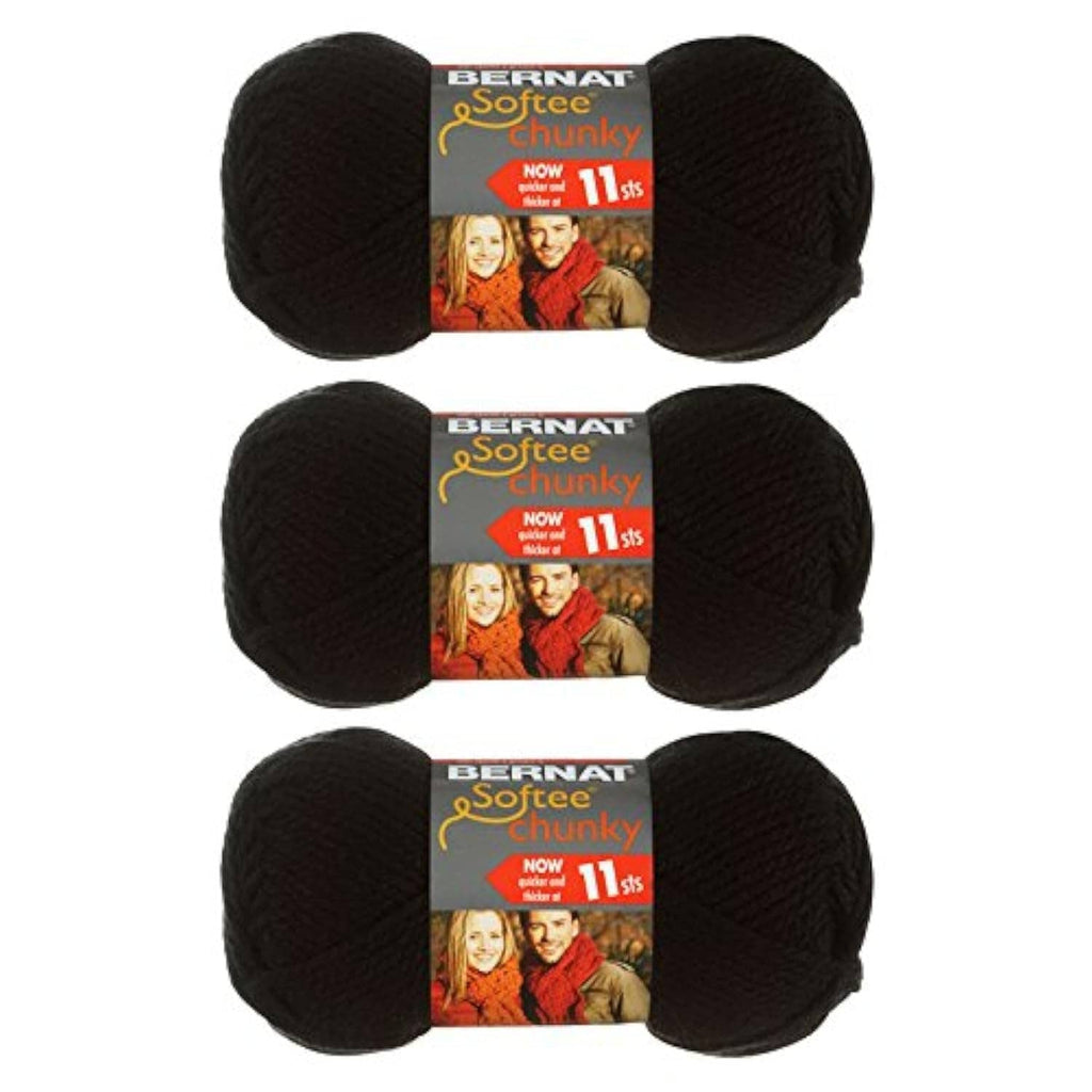 Chunky black yarn balls, 3-pack Bernat Softie with labels