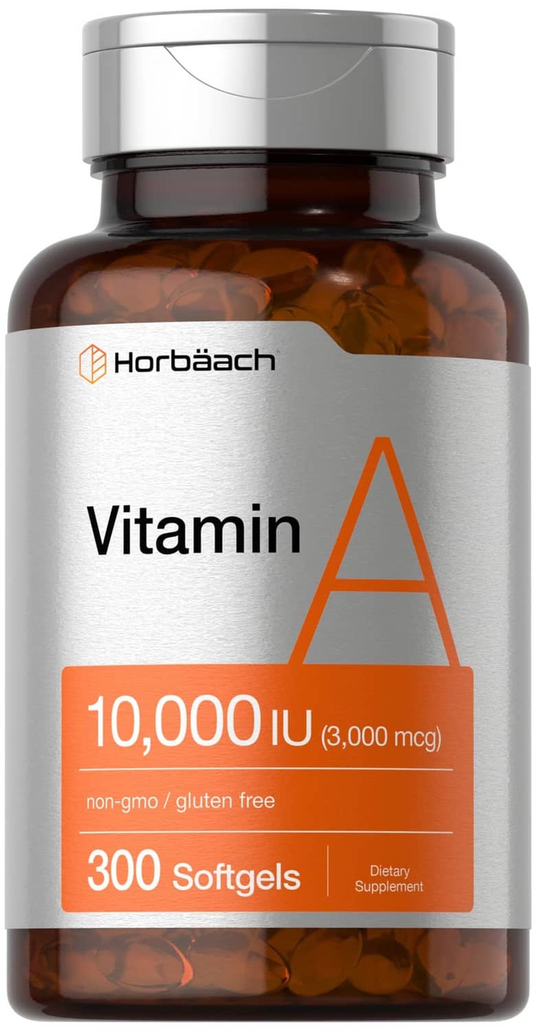 Horbäach vitamin A softgels bottle, 300 count, 10,000 IU