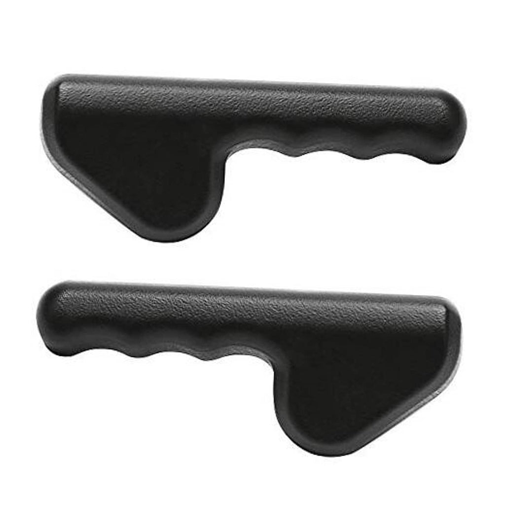 Pair of black textured seat adjuster handles for driver and passenger