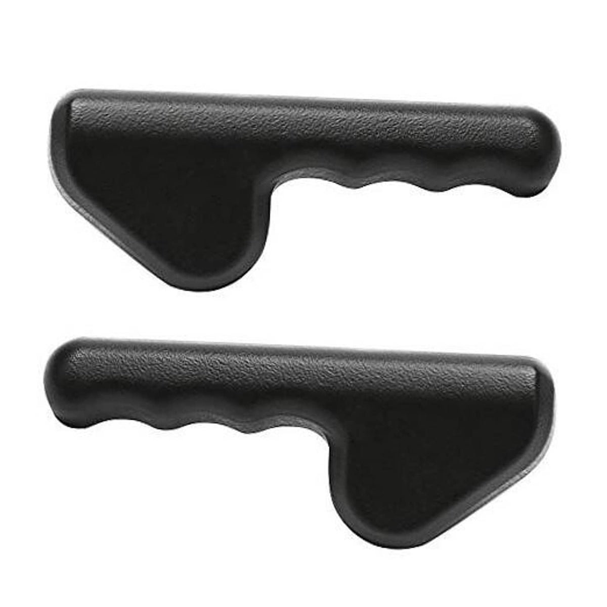 Pair of black textured seat adjuster handles for driver and passenger