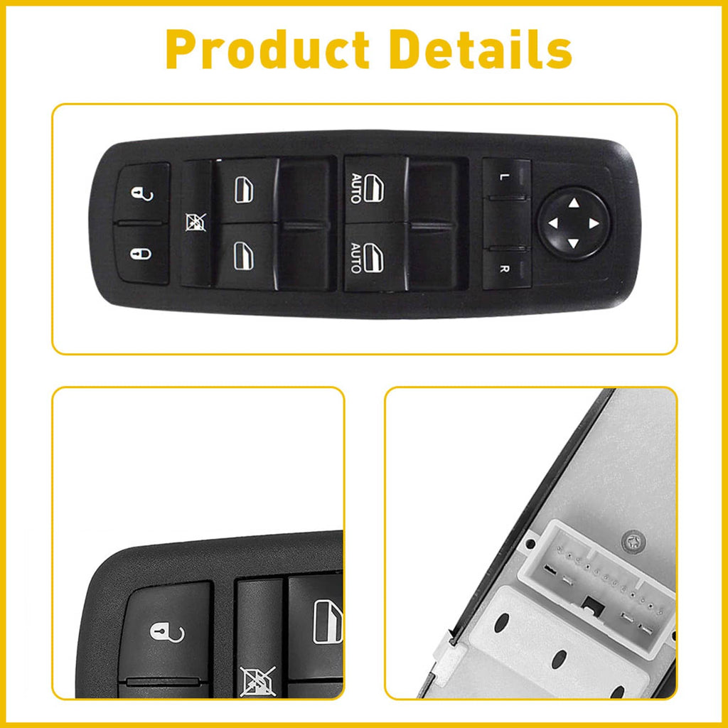 Black power window master control switch and light gray connector base