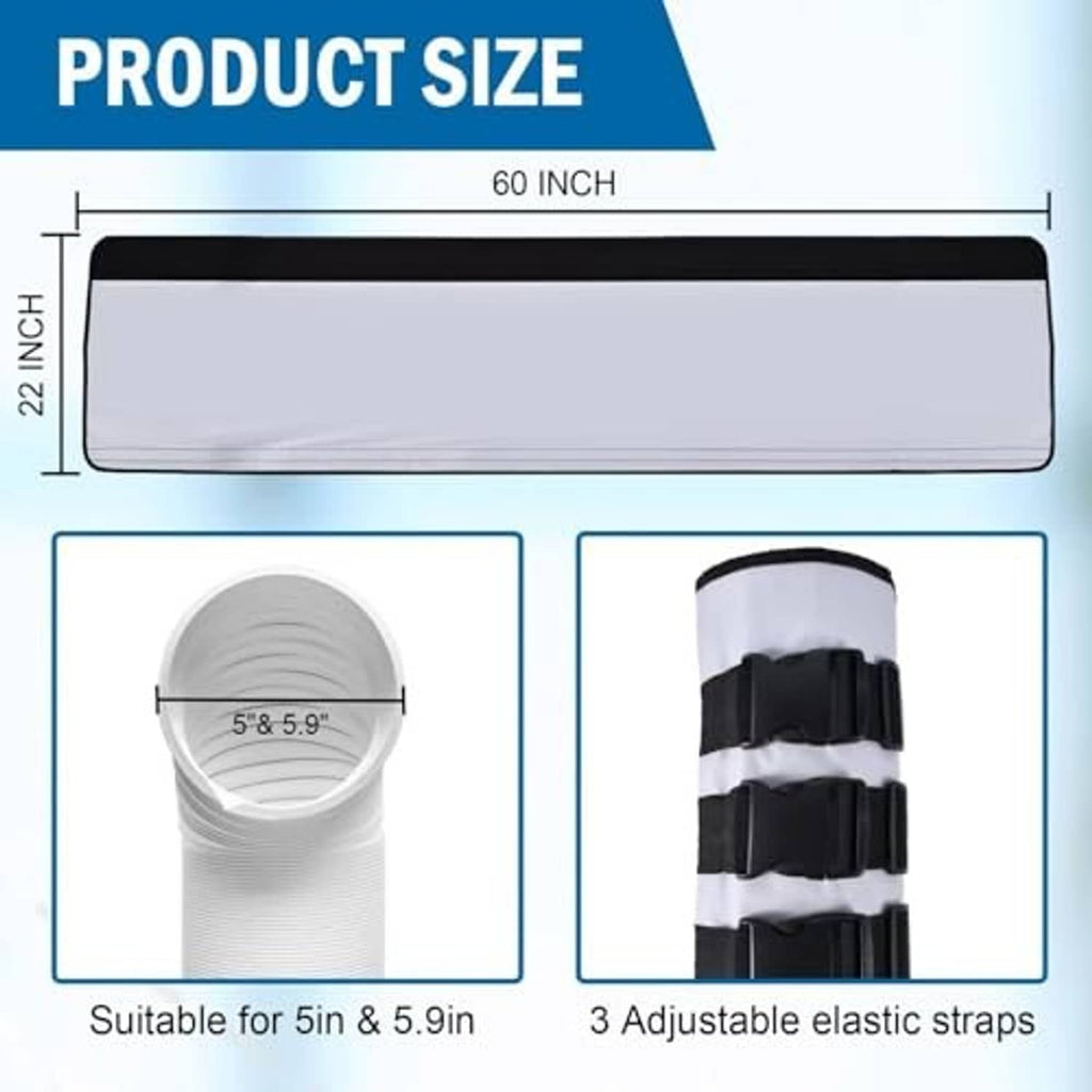 AC hose insulation sleeve with three adjustable elastic straps and curved tube shape