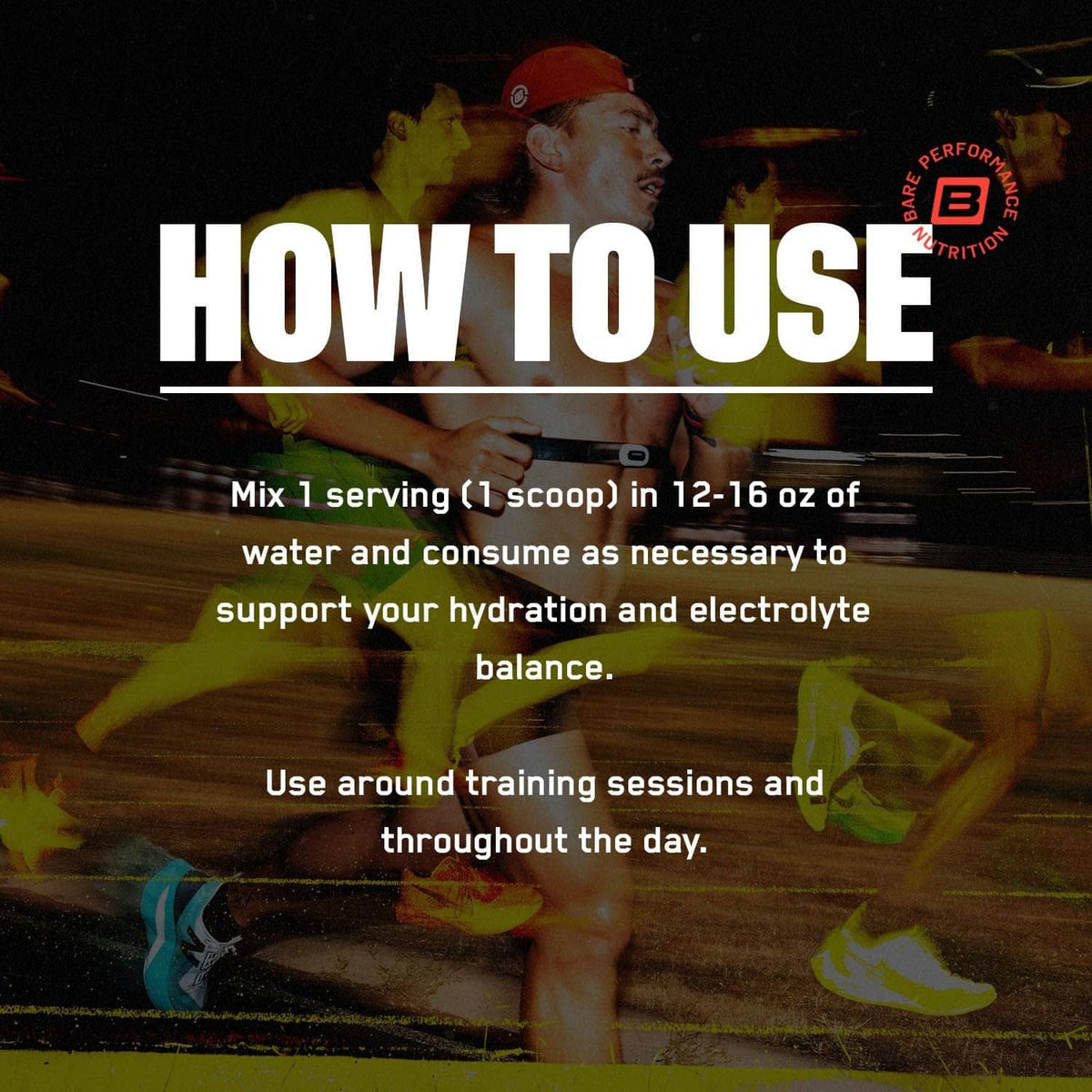 Electrolytes drink mix bottle with how to use instructions text overlay