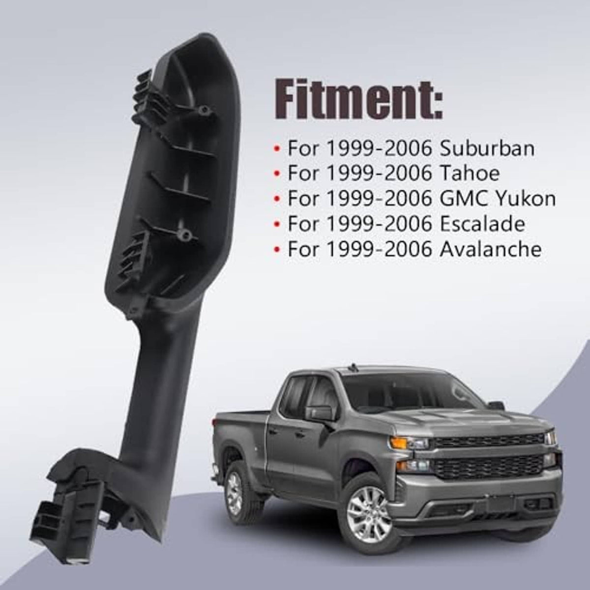 Black plastic interior armrest handle bracket with mounting tabs