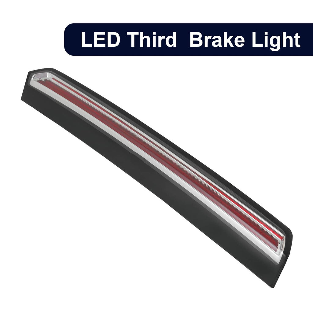 Standalone LED third brake light bar with red lens and black mounting base
