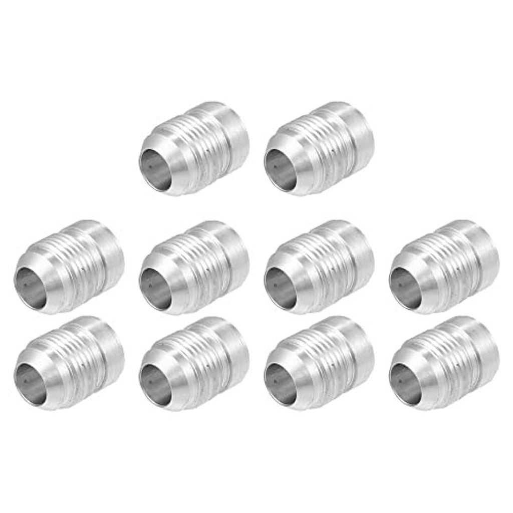 Silver aluminum weld-on hose adapter fittings with male threaded ends, 10AN style.