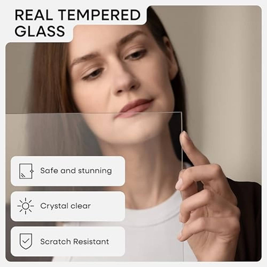 Bronze photo frame with crystal-clear tempered glass shown with scratch resistance