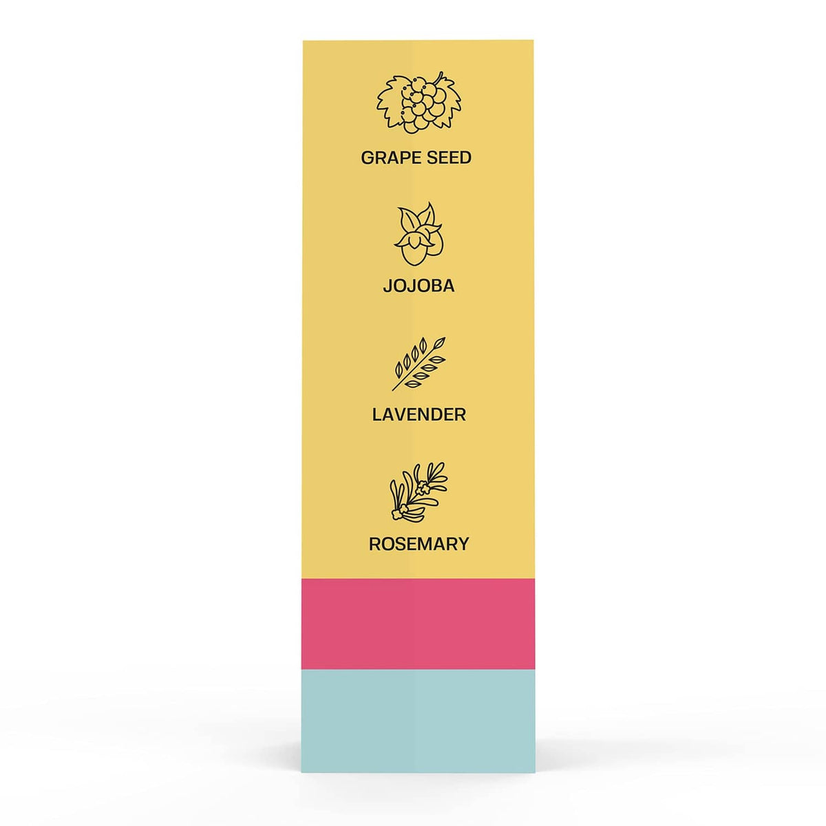 Piercing bump treatment box showing ingredient icons: grape seed, jojoba, lavender, rosemary.