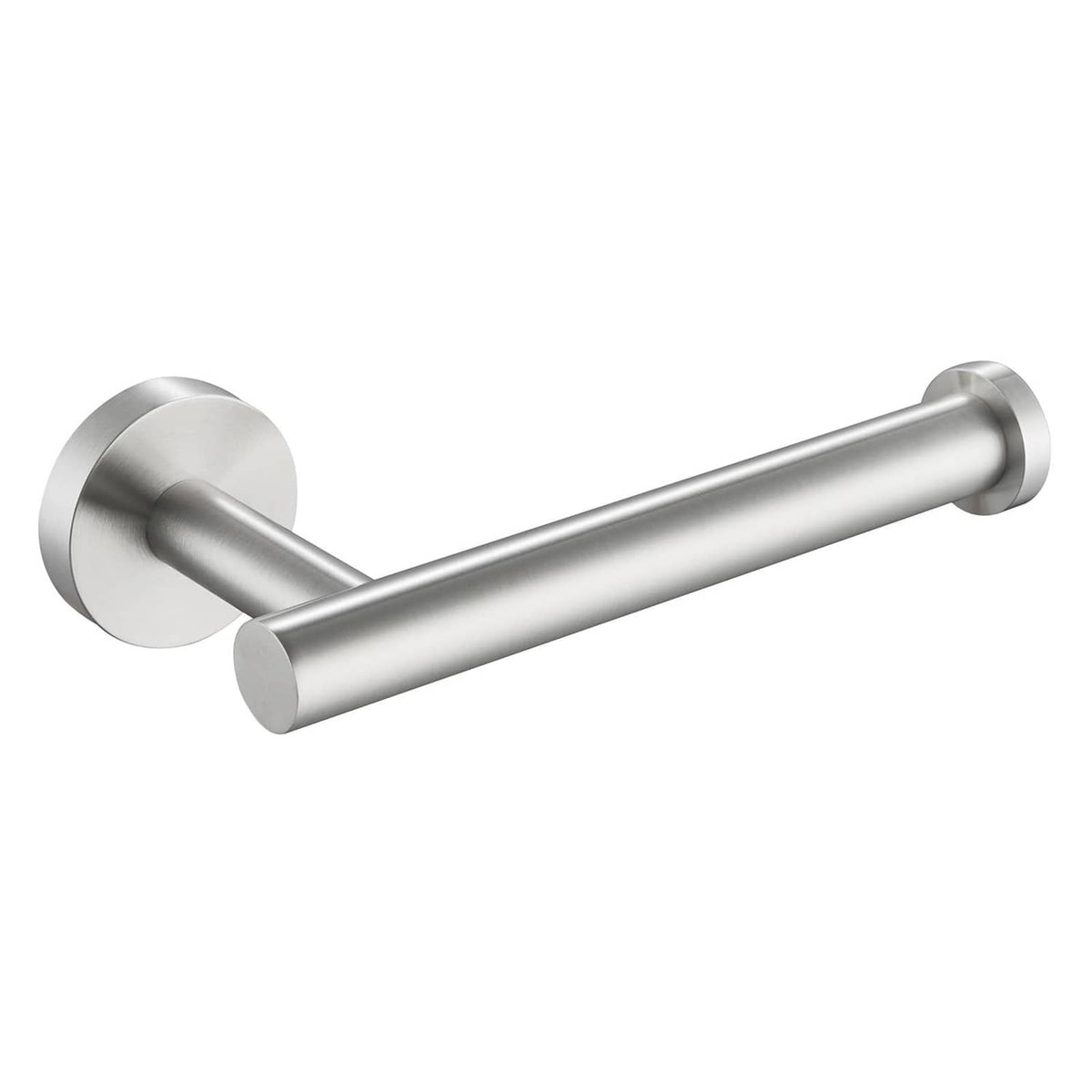 Brushed nickel stainless toilet paper holder with round wall mount and support bar