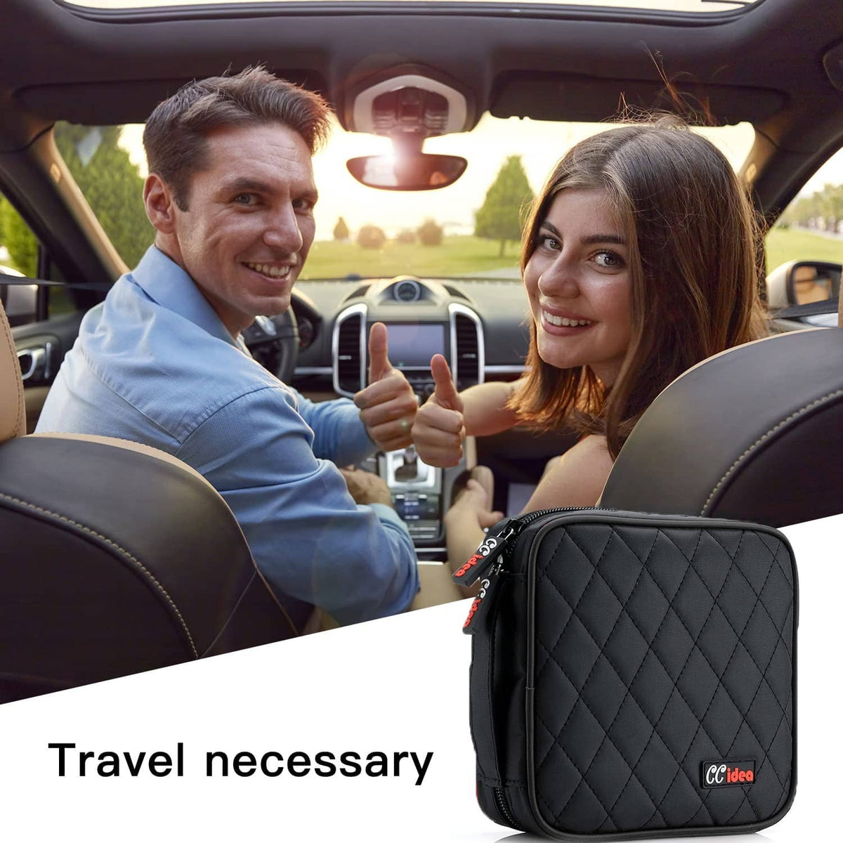 Quilted black CC idea CD/DVD storage case with zipper, compact travel size