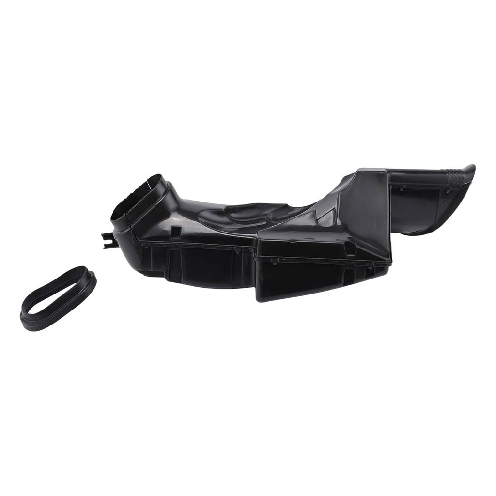 Black ram air intake duct cover fairing with mounting strap, single piece