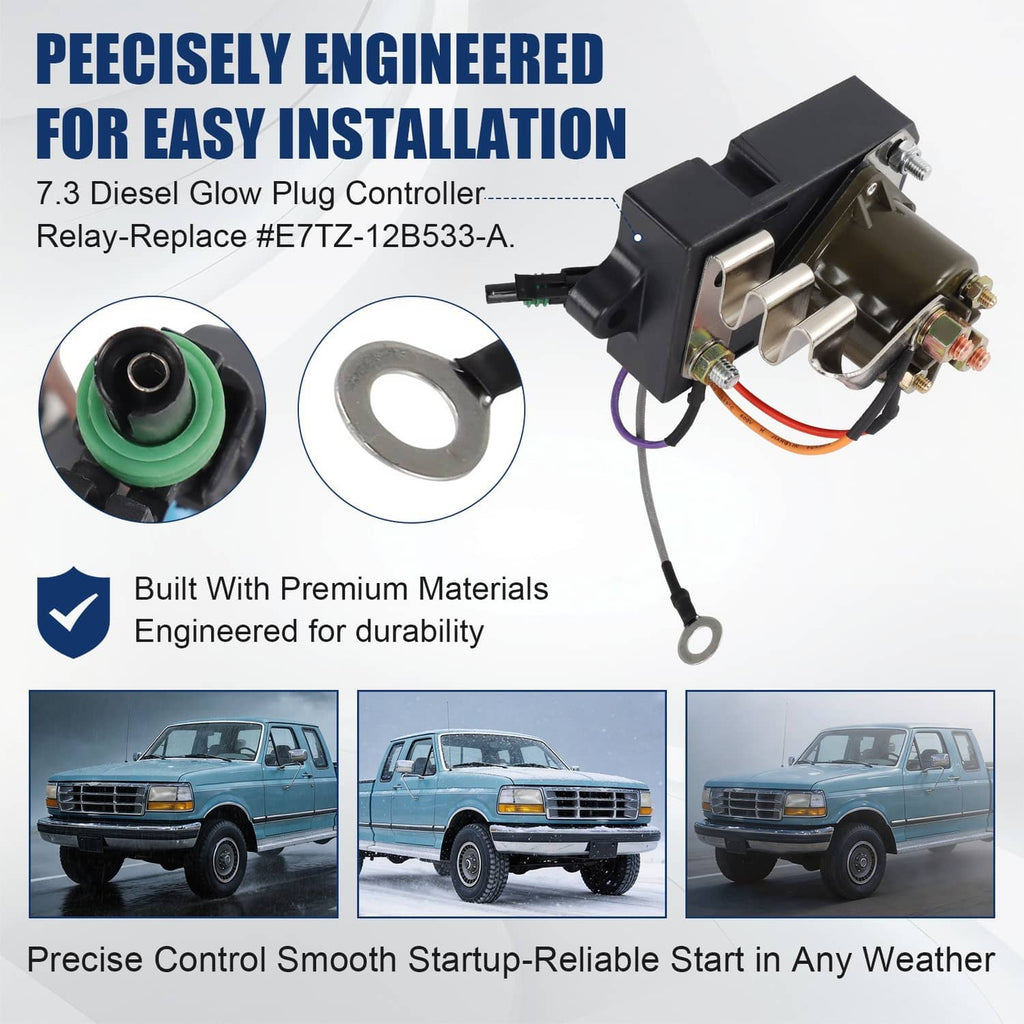 Glow plug controller relay with plug connectors and bundled colored wires for installation