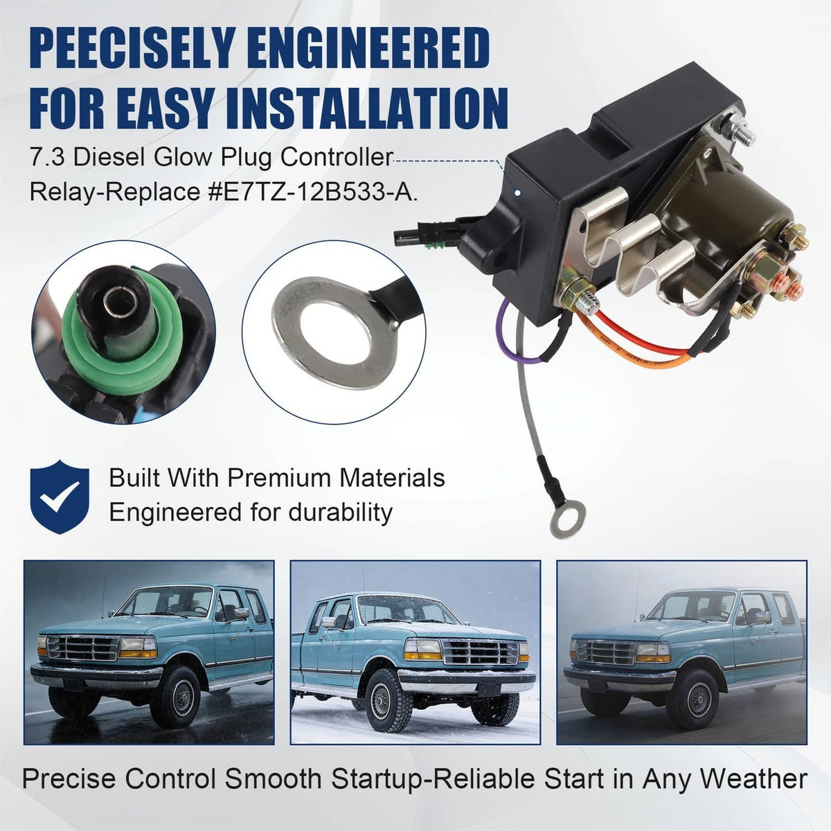 Glow plug controller relay with plug connectors and bundled colored wires for installation