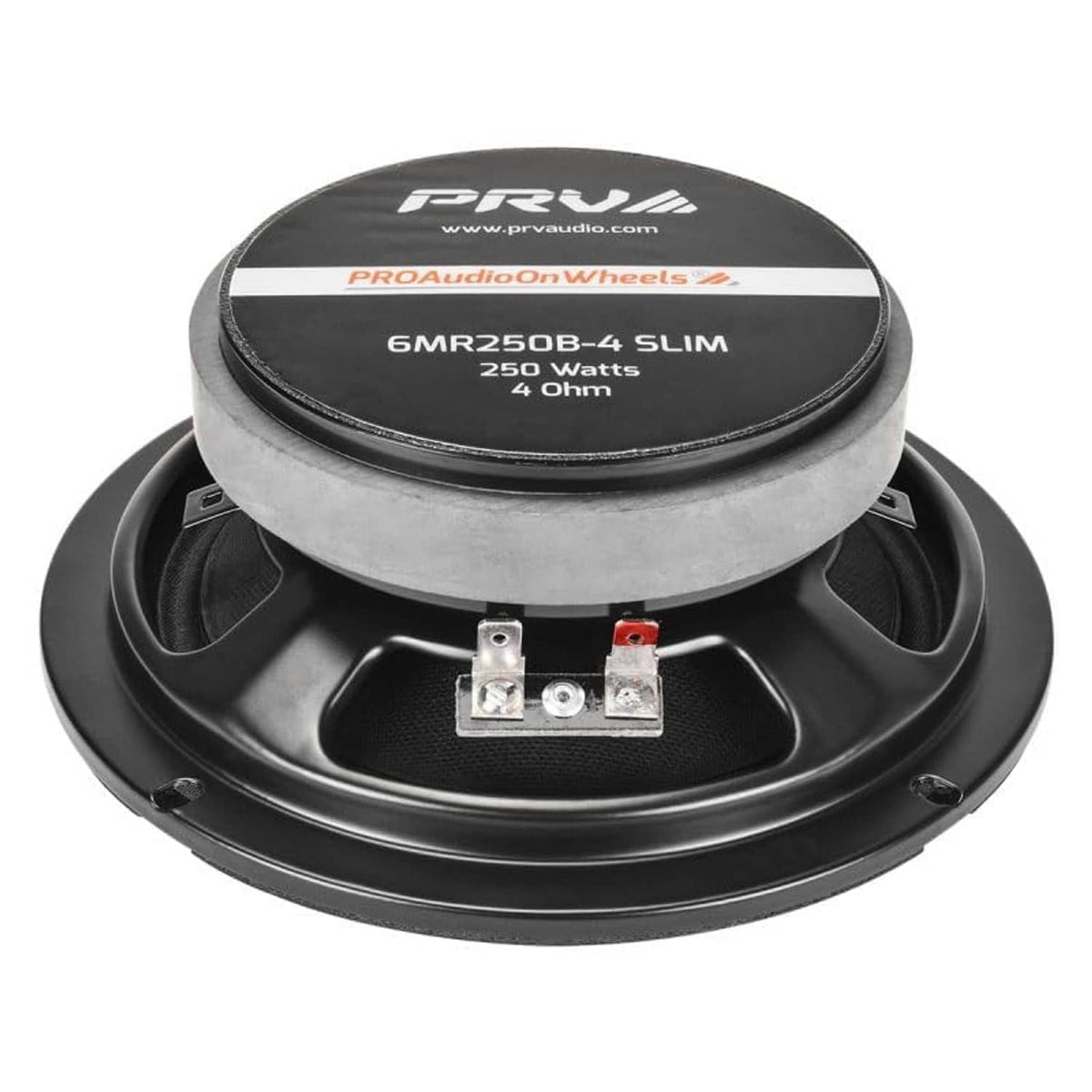 Black shallow midrange bullet speaker with rear terminals and mounting base