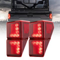 Pair of red LED rear tail lights with rectangular smoked housings, illuminated