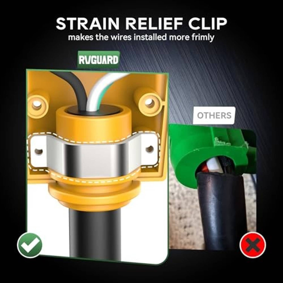 Yellow welder replacement plug with strain relief clip and cord entry