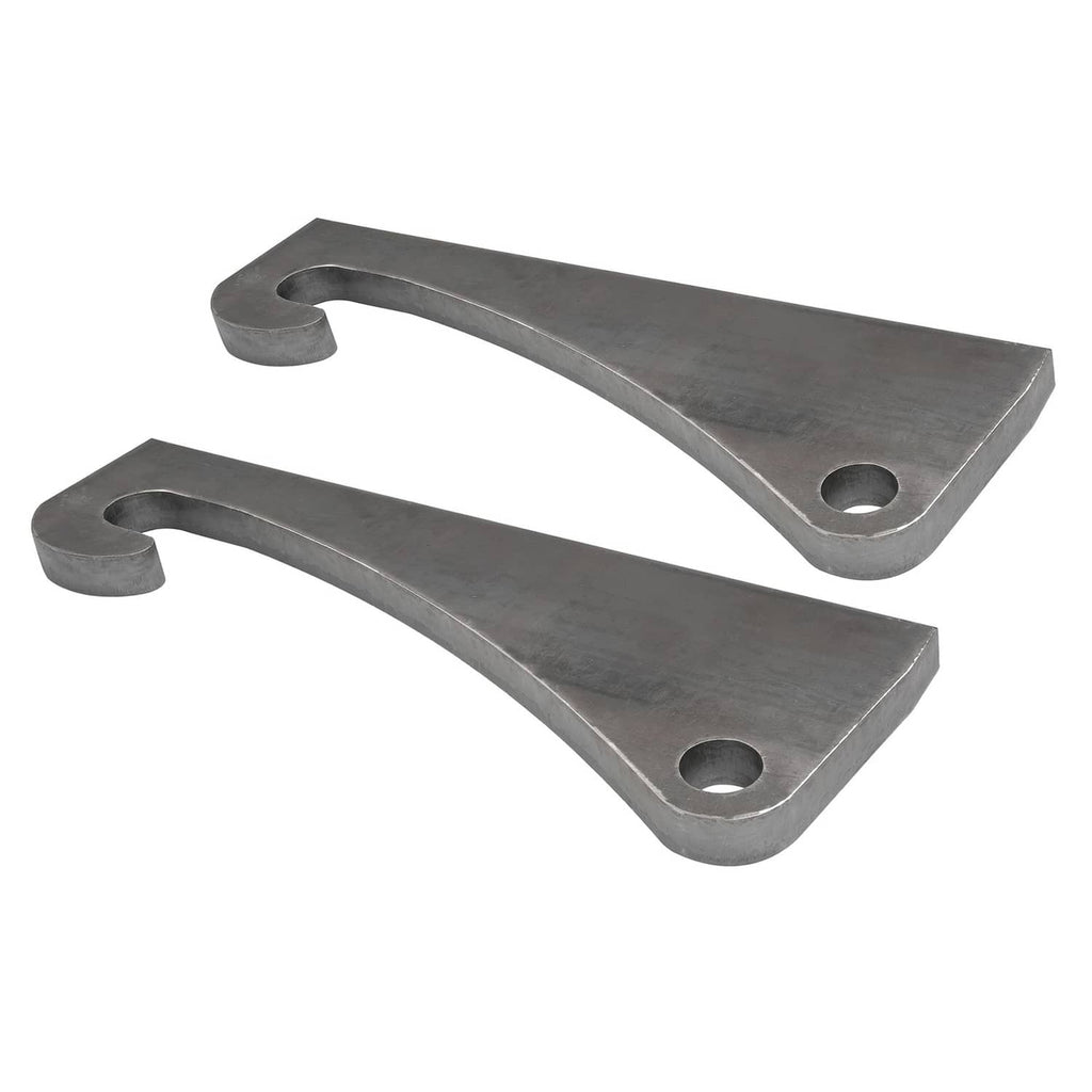 Steel mounting brackets with U-style hook ends and round bolt holes