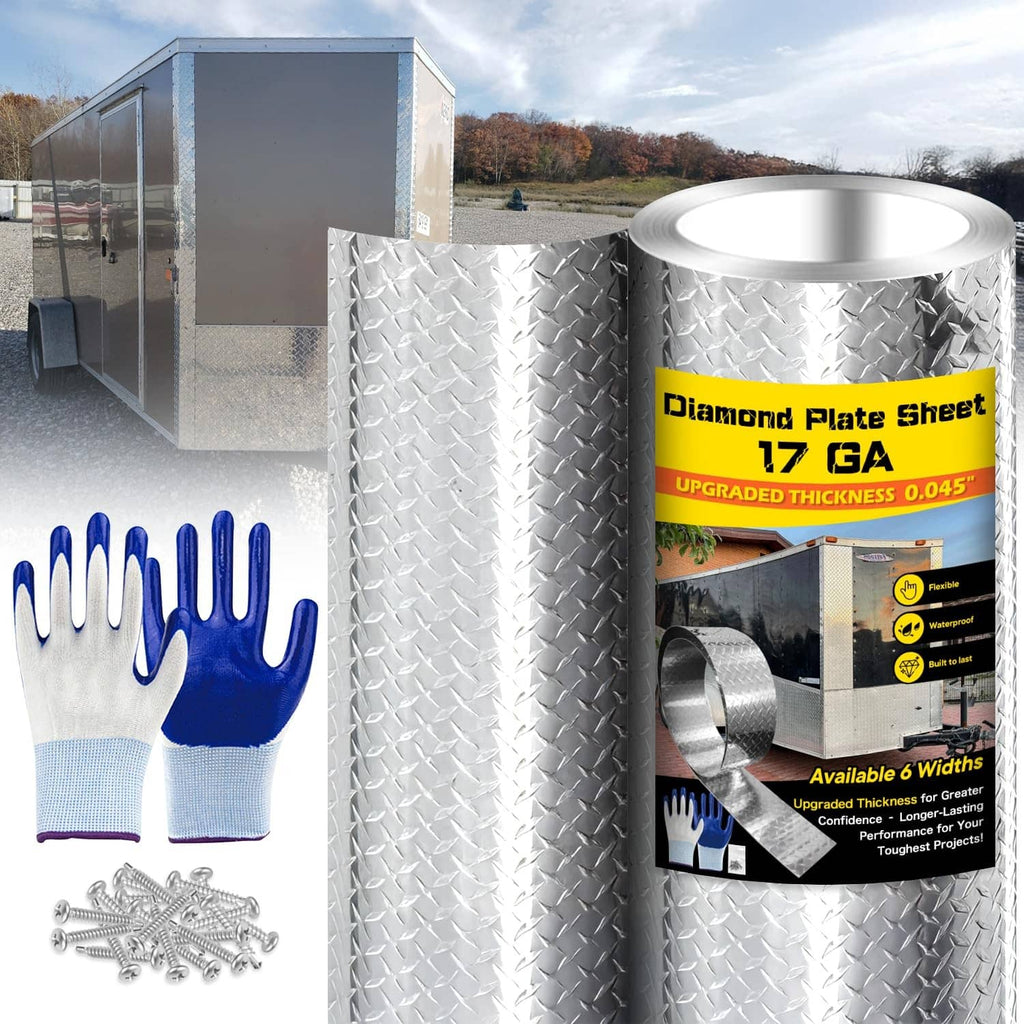 Silver diamond plate aluminum sheet, textured raised diamond pattern