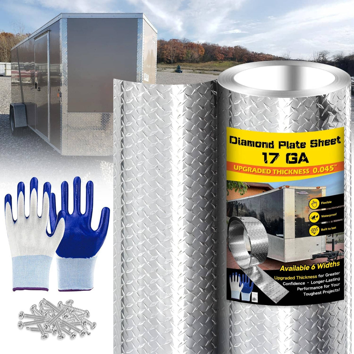Silver diamond plate aluminum sheet, textured raised diamond pattern