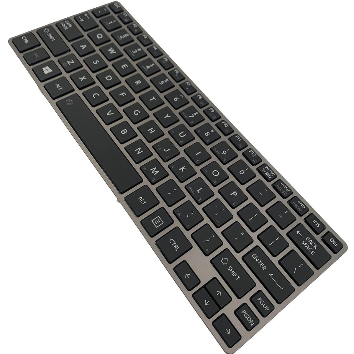 Black laptop replacement keyboard close-up of central and left key areas