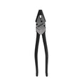 Extended round nose fence pliers with wire cutter, black handles
