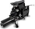 Left power running board motor assembly with bracket and linkage, black and metal