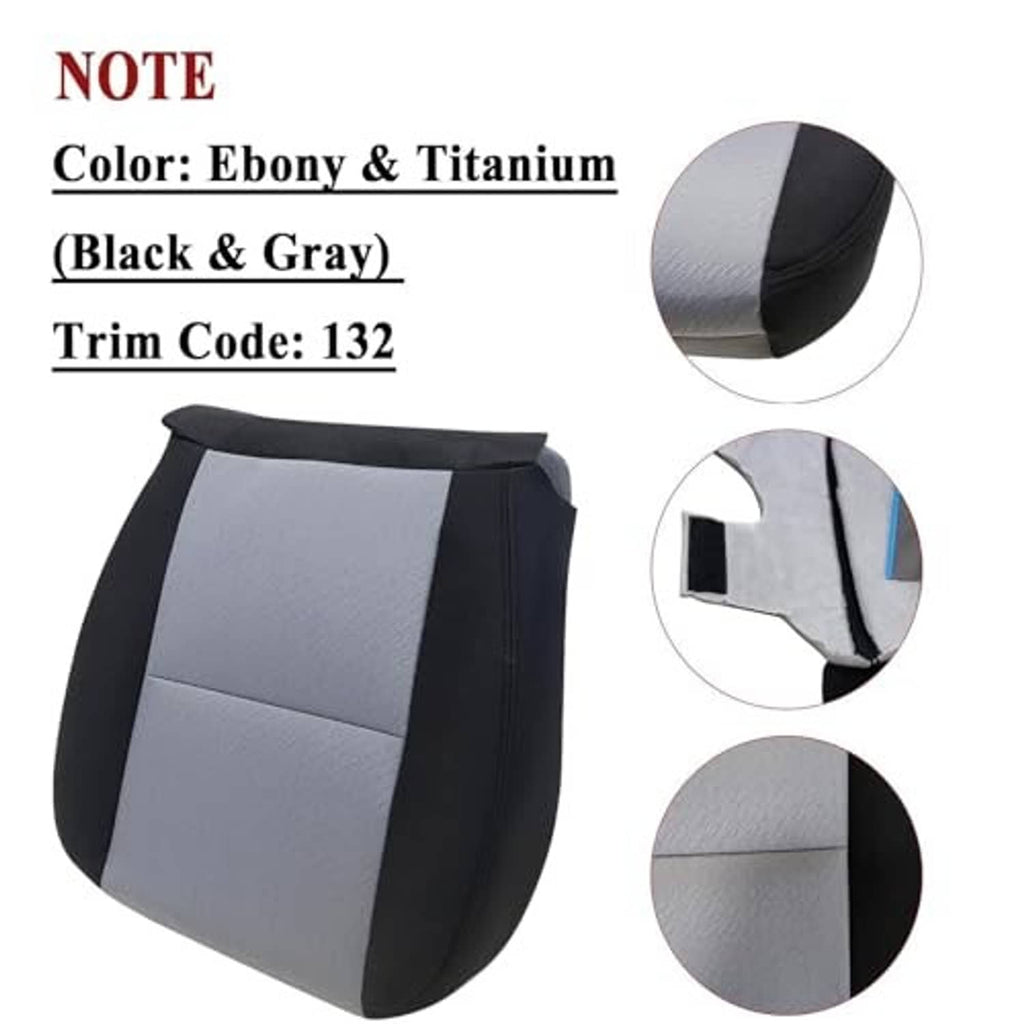 Black and gray cloth seat cushion cover with textured center panel and side trim.